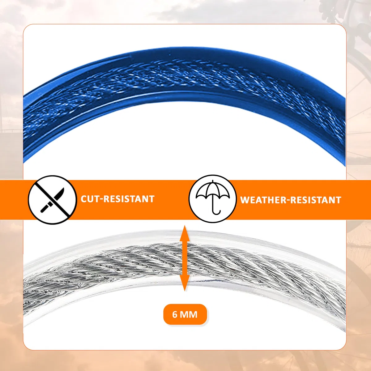 Lucchetto bici cavo in acciaio resistente 60 cm chiusura avanzata con chiave sicuro robusto pratico facile da riporre antifurto bici blu