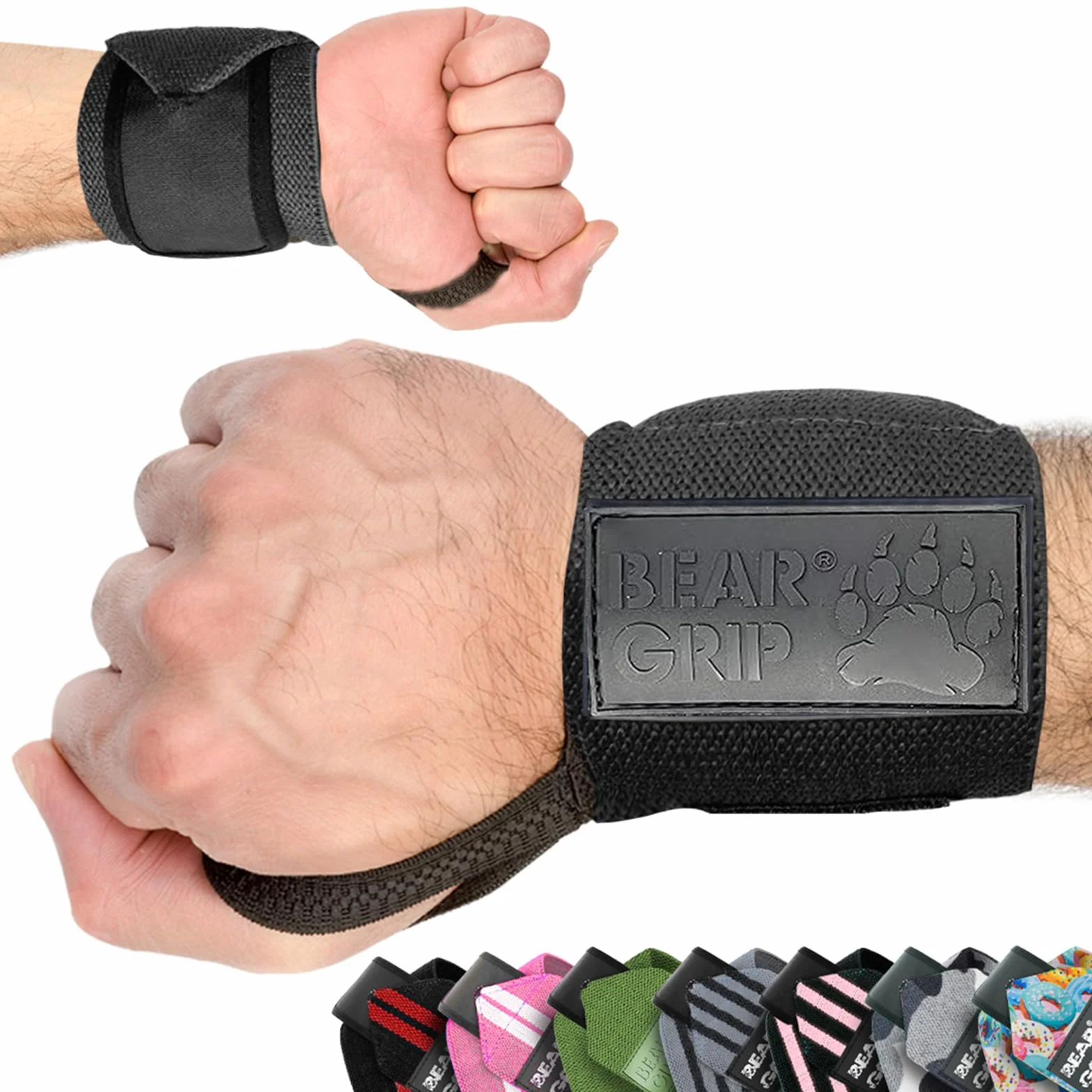 Bear Grip - Fascia di supporto per polsi durante il sollevamento pesi