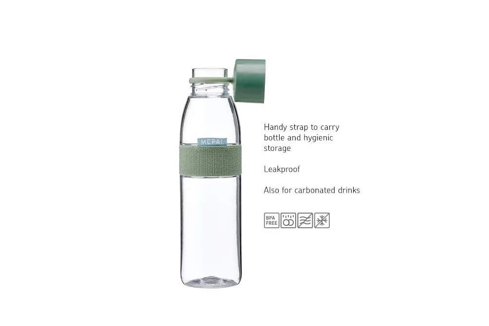 Mepal - Botella de agua Ellipse - Botella de agua reutilizable - Botella a Prueba de Fugas apta para Bebidas Carbonatadas - para Adultos y Niños - Sin BPA - 500 ml - Nordic blue