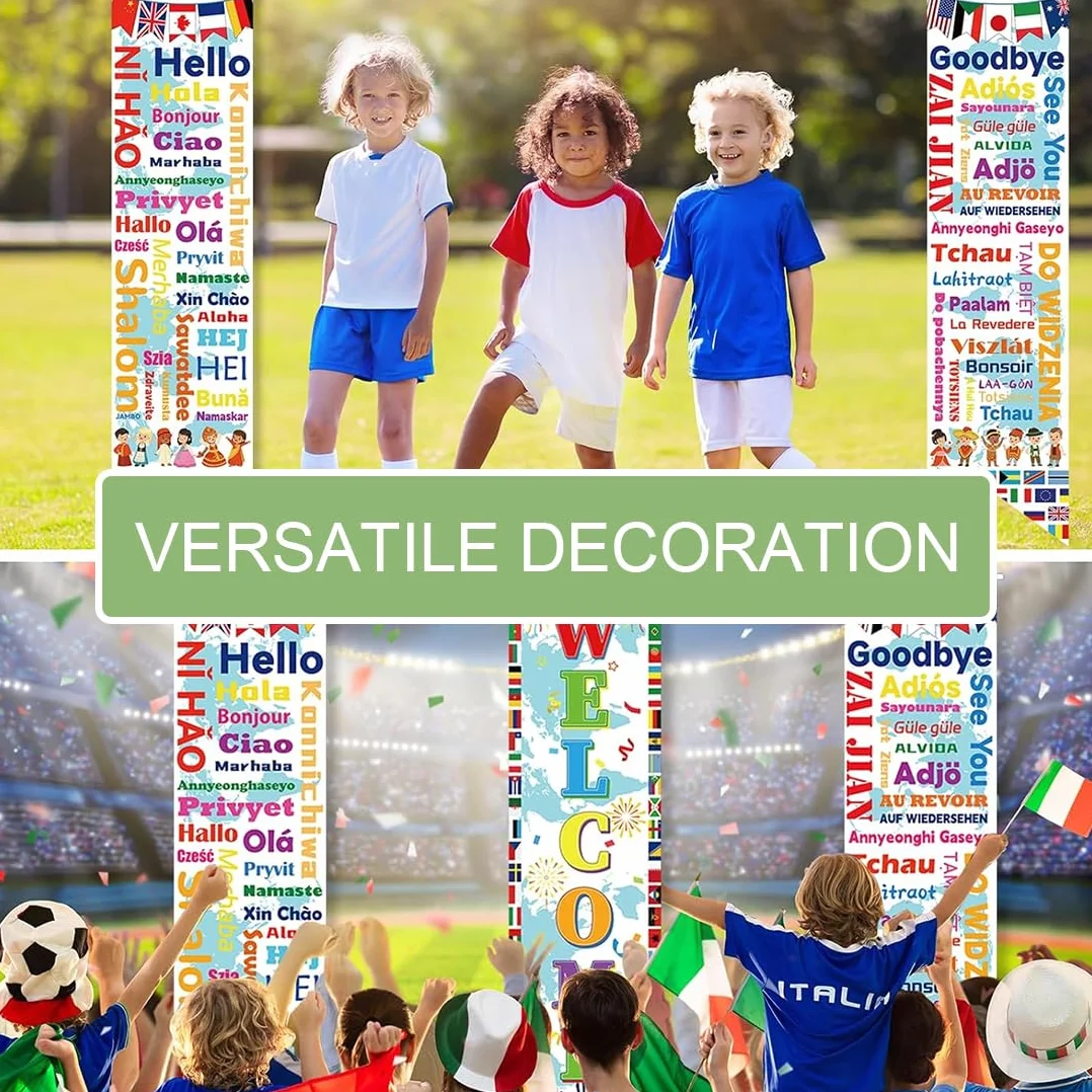 GXGM Banner Porta Mondiali 2026, Set 3 Pezzi, Decorazioni Verticali Calcio per Ingresso Festa, Watch Party e Fan Zone, Addobbi Tifosi, Allestimento Rapido per Interno ed Esterno