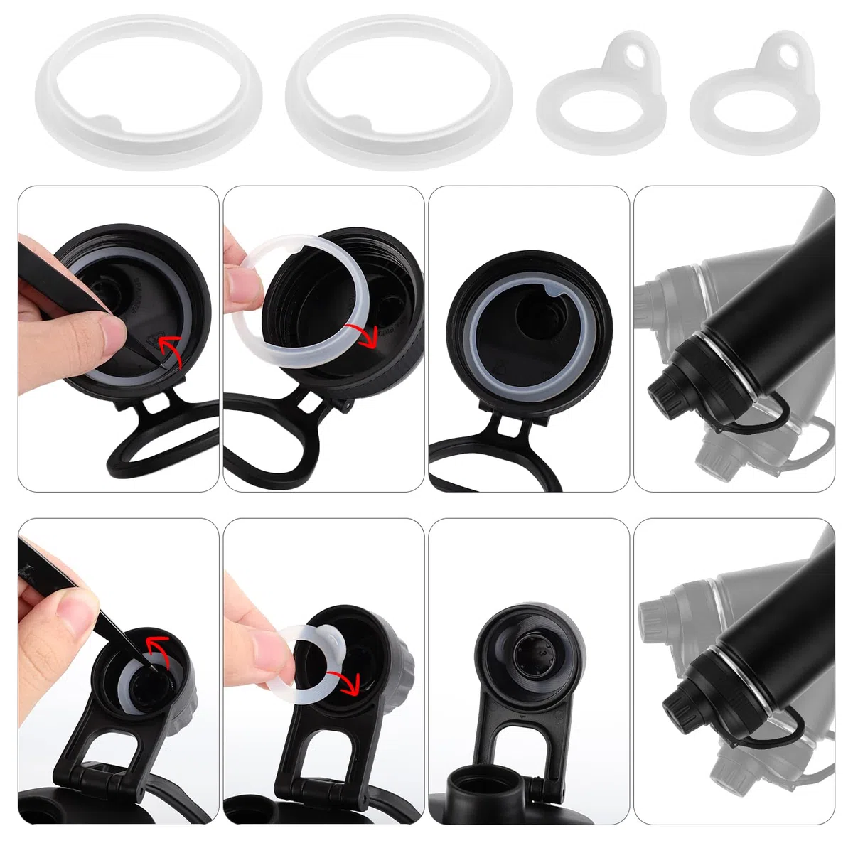 6pz Guarnizioni Ricambio Compatibili con TAKEYA Actives, Anello Tenuta Silicone Anti-Perdite Parti Guarnizione Accessori Ricambio per TAKEYA Actives 18/22/24/32/40oz (Non per TAKEYA Originals)
