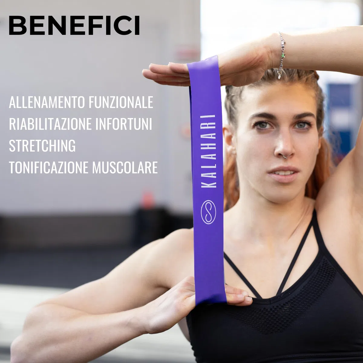 KALAHARI Elastici Fitness SET DI 5 più Ebook esercizi in Italiano e Borsa – Fascia elastica con 5 livelli di Resistenza per allenamento Forza, Stretching, Palestra, Pilates, Yoga - Bande elastiche