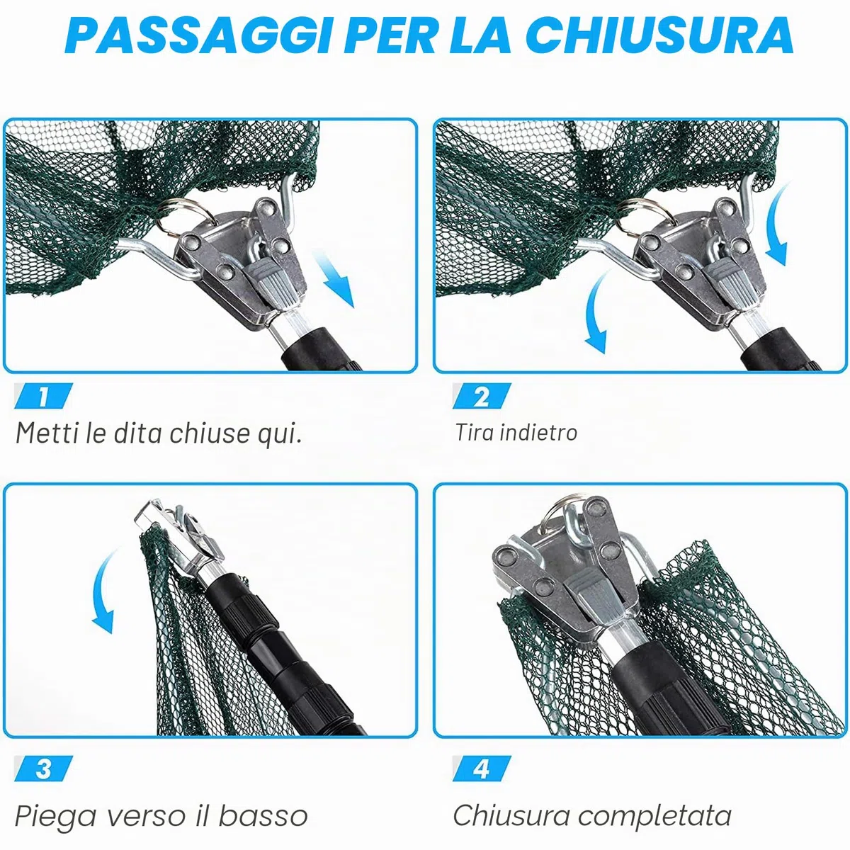 Retino da Pesca Pieghevole Estensibile,Guadino per Pesca Telescopico,50cm Acciaio Inossidabile Manico Estendi la Lunghezza,Triangolare,per uccelli,acquario,oggetti galleggianti per stagni,trota