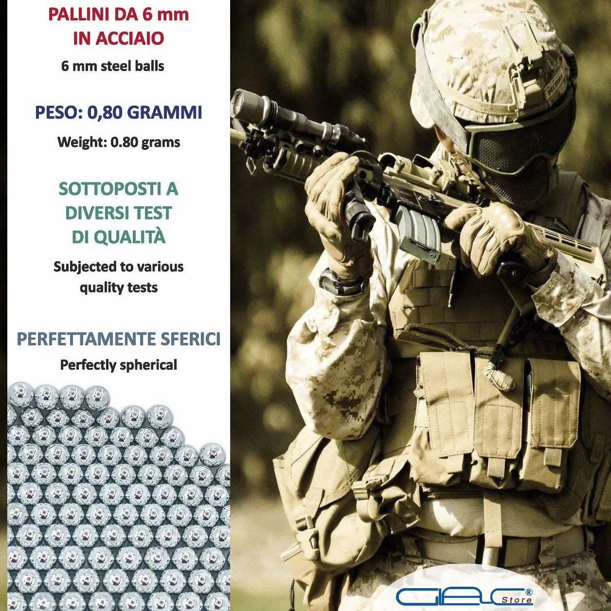 250 Pz Pallini in Acciaio Metallo da 6 mm per Softair Soft Air Pistole Fucili 0,80 Grammi Calibrati per Airsoft