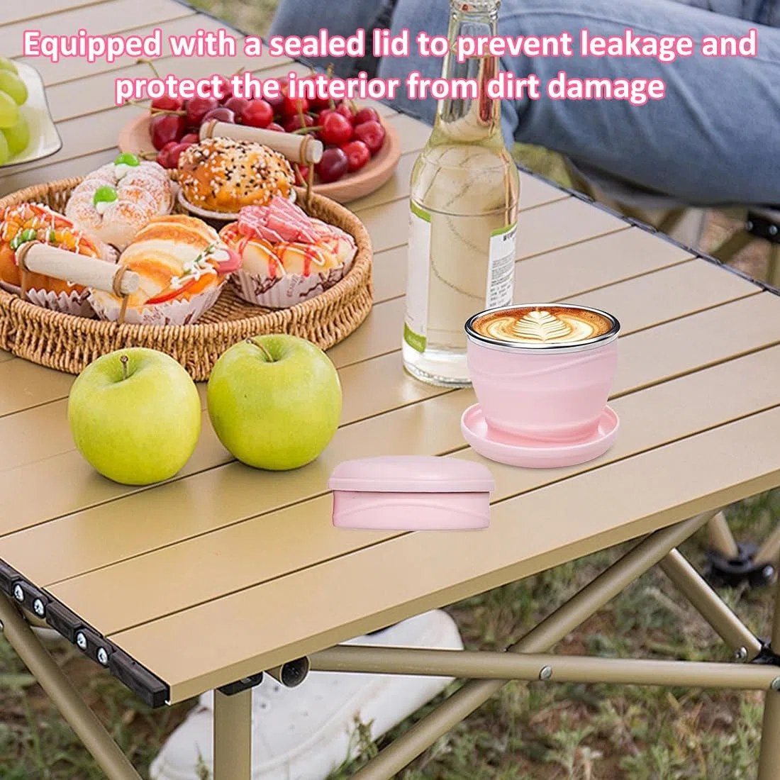 180 ml Tazza da campeggio pieghevole in silicone, 2 Pezzi, Bicchieri Richiudibili da Viaggio, con Coperchio, Ideale per Picnic, Campeggio, Escursionismo, Multicolore