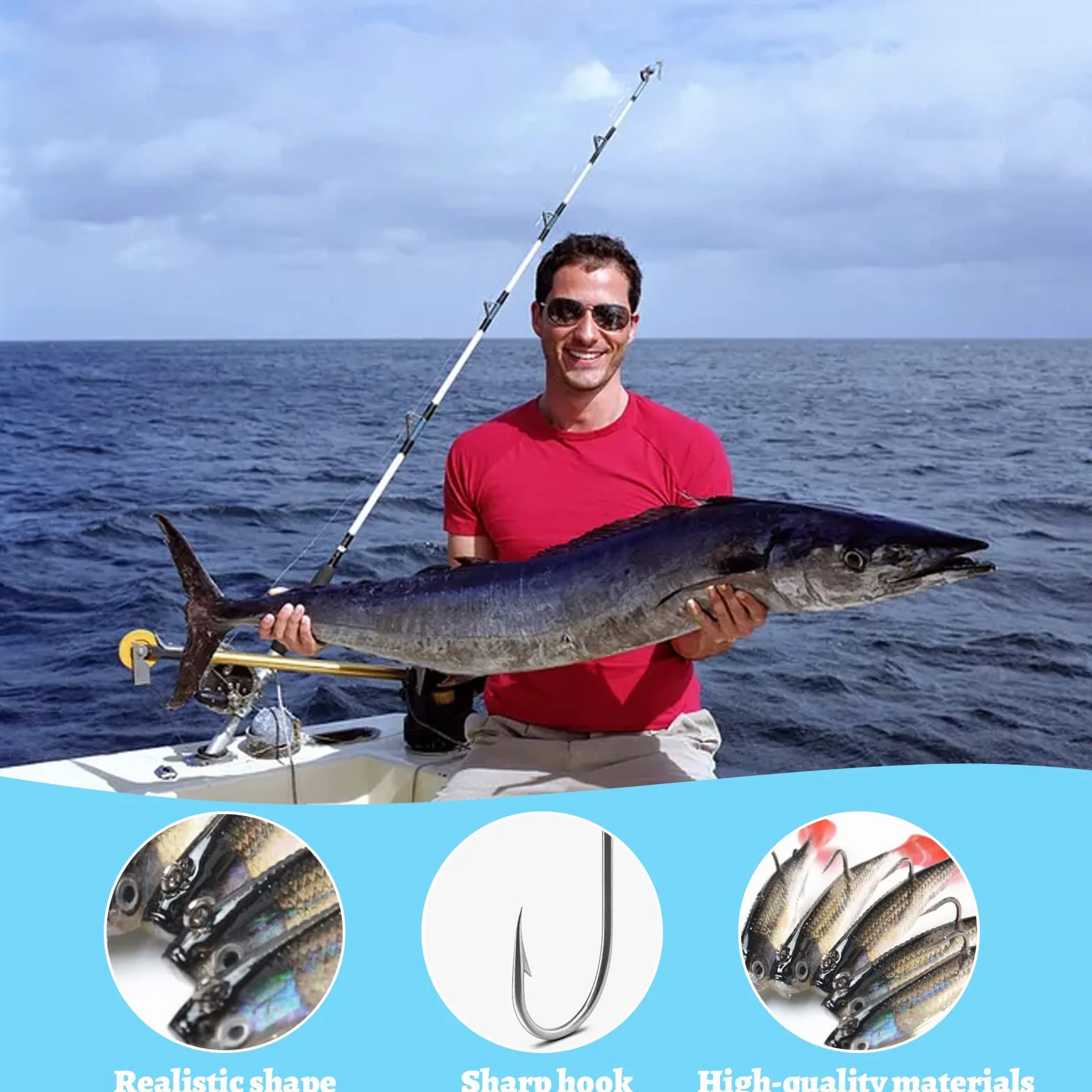 DWE 5PCS esche da pesca, 3D occhi morbida da pesca singolo gancio esche esche artificiali