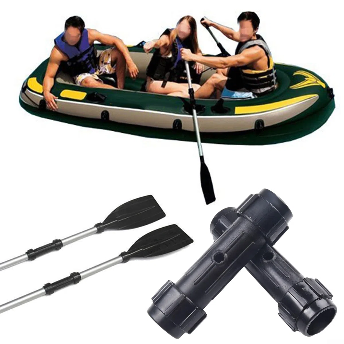 2 connettori per pagaia per kayak, diametro interno 28 mm, in plastica ABS, parti di ricambio per canoa, barca, remi, design ispessito, nero