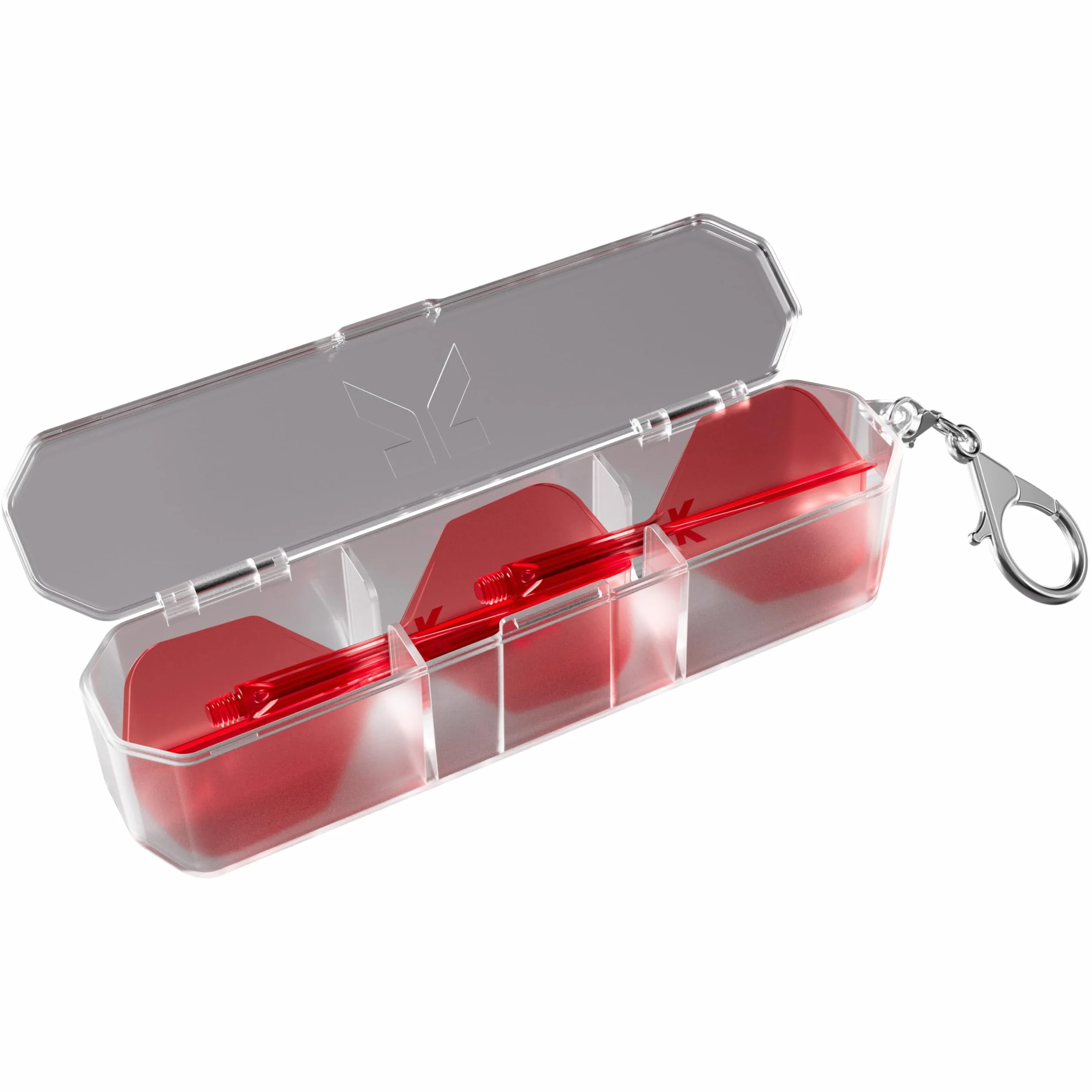 Target Darts K Flex Flights Storage Case | Conserva Set di 3 Kflex Flight e Shaft System | Supporto K-Flex, K Case, Accessori per Freccette, Custodia Rigida con Portachiavi