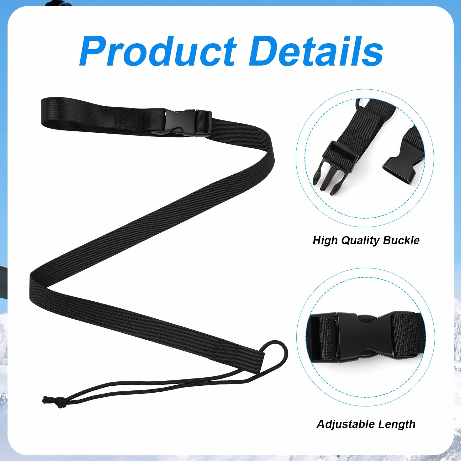 PEUTIER 2 Pezzi Guinzagli da Snowboard, Regolabili Cinghie Attacchi Snowboard Leash Accessori da Sci per Uomini Donne Bambini Adolescenti per Allacciare Gli Scarponi da Snowboard (Nero)