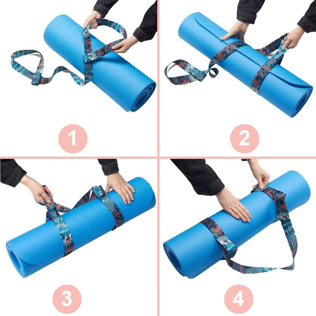 2 Pezzi Cinghia Yoga Mat, Straps Palestra, Porta Tappetino Yoga, Cinghia Per Il Trasporto Da Yoga Regolabile, Pilates, Esercizi, Aerobica, Tappetino Esercizi Sport