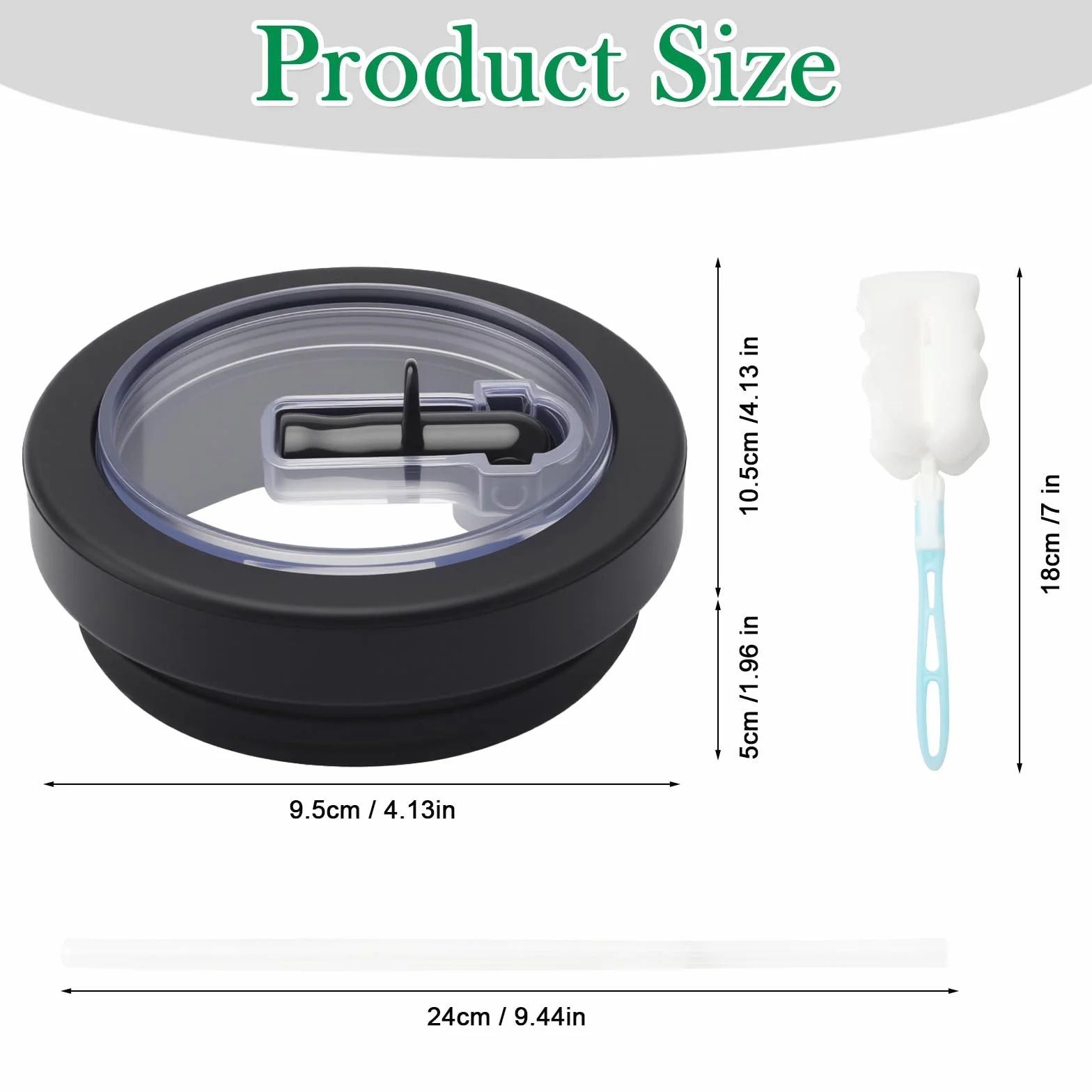 APOMOONS Tappo Borraccia Ricambio per Stanley Cup 40 oz & Spazzola di Spugna, Coperchio a Prova di Perdite Stanley Cup di Ricambio per Accessori Stanley Cup, Coperchio di Ricambio in Vetro per 1.81L
