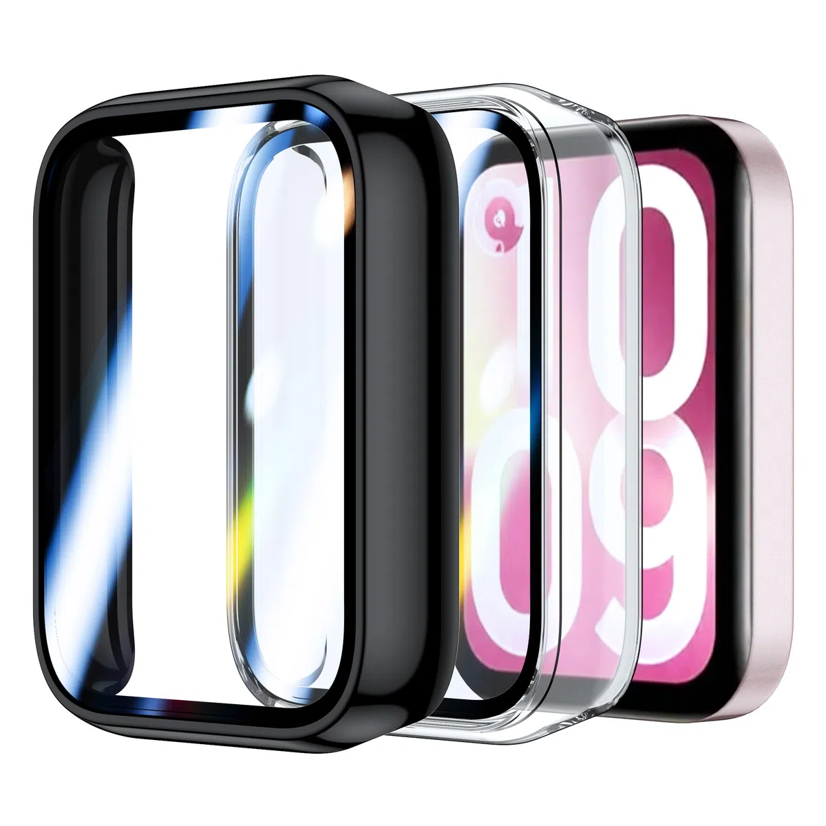 2 Pezzi Cover per Xiaomi Smart Band 10 Pro con Protezione Schermo, 360° Antigraffio Antipolvere Ultra Sottile in PC - Nero + Trasparente