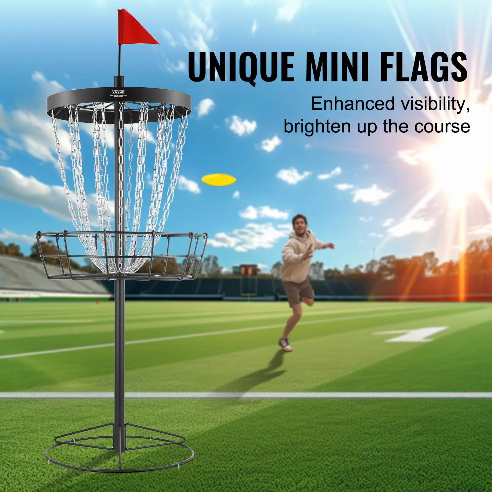 VEVOR Cestino Golf a Disco, Set Dischi di Golf con 24 Catene, Bersaglio da Golf a Disc Golf in Acciaio 8 mm, Cestino per Golf a Disco, Canestro Golf a Disco per Allenamento Attività Esterno, Nero
