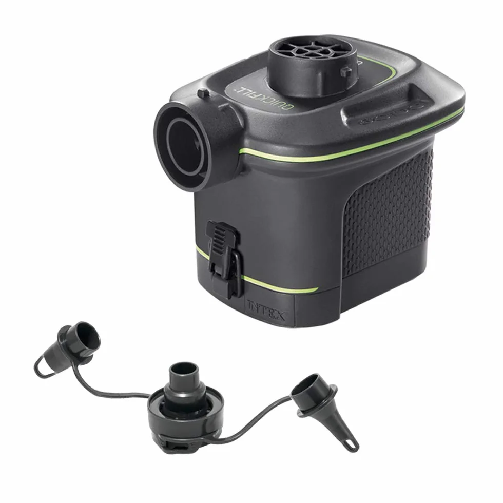 Intex 66638 - Pompa Elettrica Portatile QuickFill a Batterie per Gonfiaggio e Sgonfiaggio, Plastica, Grigio