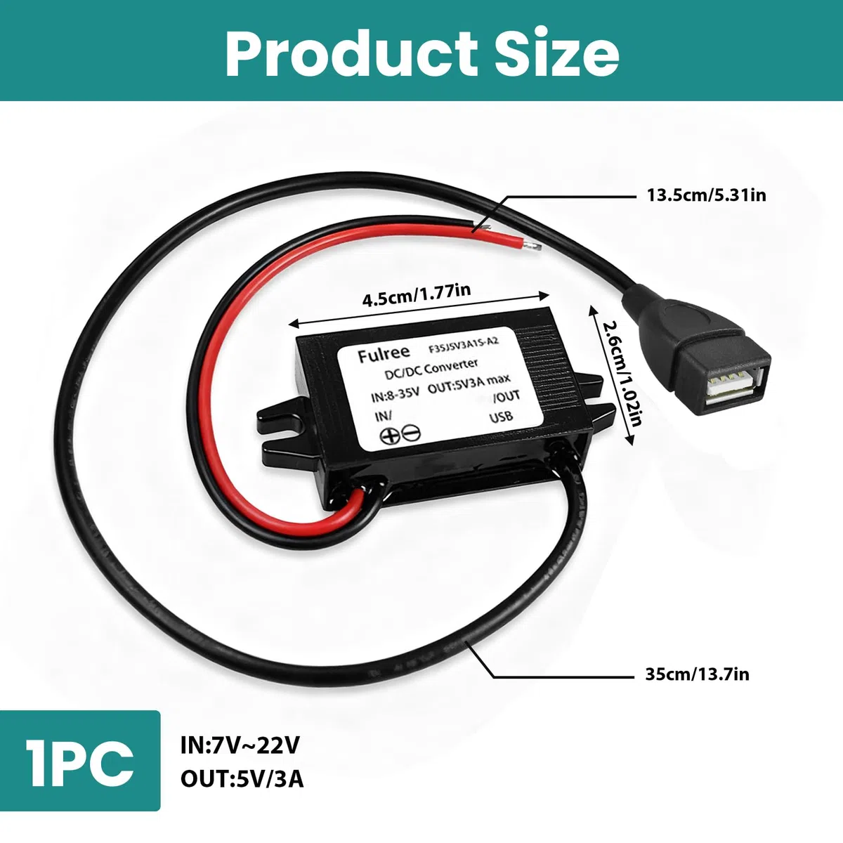 Convertitore 12V a 5V USB Doppia Uscita 3A, Adattatore DC Step Down 15W per Auto Moto Barca, Regolatore di Tensione Impermeabile, Caricatore USB 12V per Telefono GPS Fotocamera MP3 MP4 Navigatore
