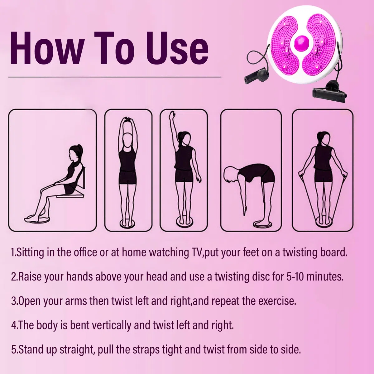 Twist Waist Disc Board, Disco Rotante Fitness con Fune di Trazione Breaking Limits Slimmy Pedana Rotante Dimagrante Multi-funzionale massaggio ai piedi magnetico Attrezzatura per il fitness