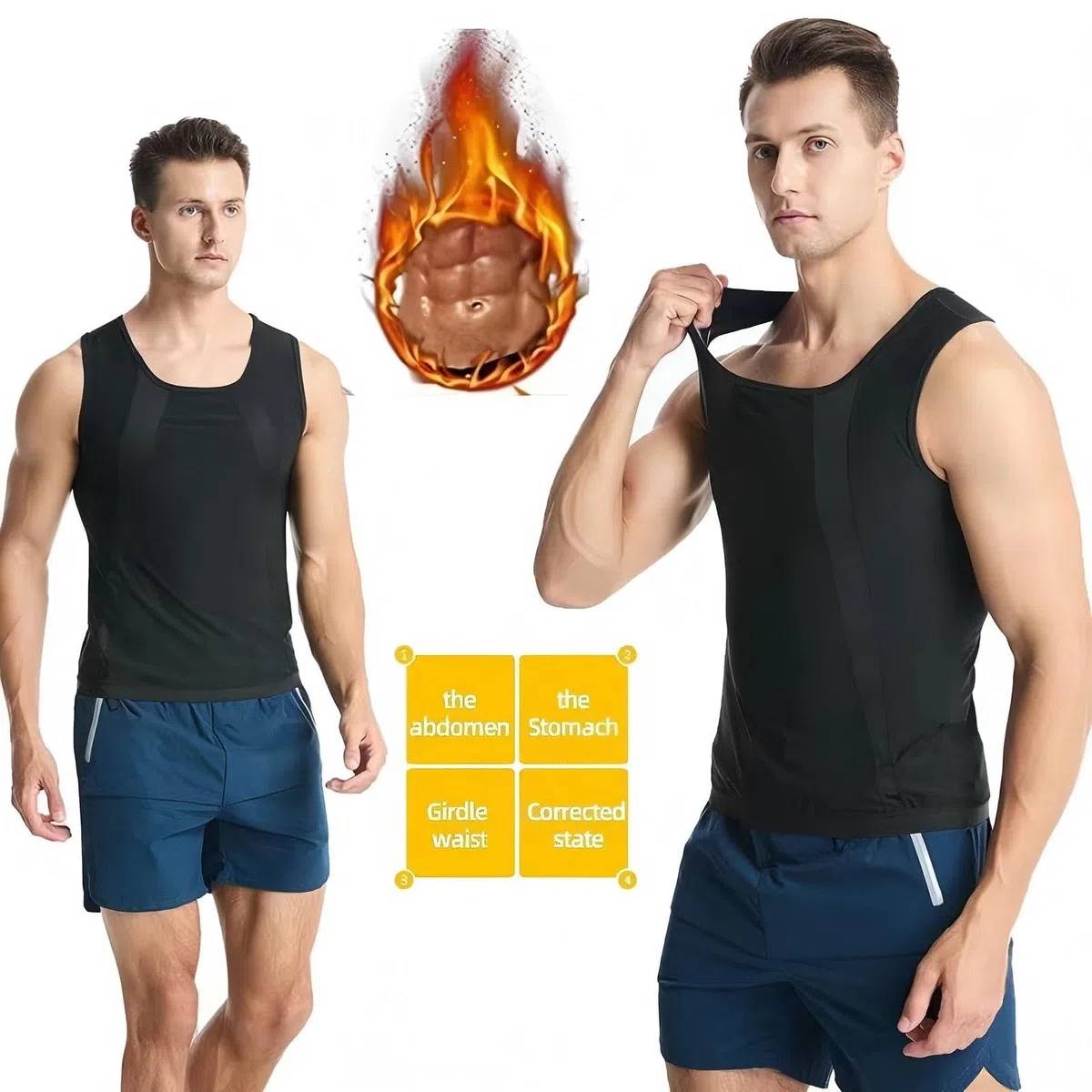 Canotta da uomo dimagrante Sauna T Shirt dimagrante Pancia piatta Tuta Body Shaper Fitness Sport
