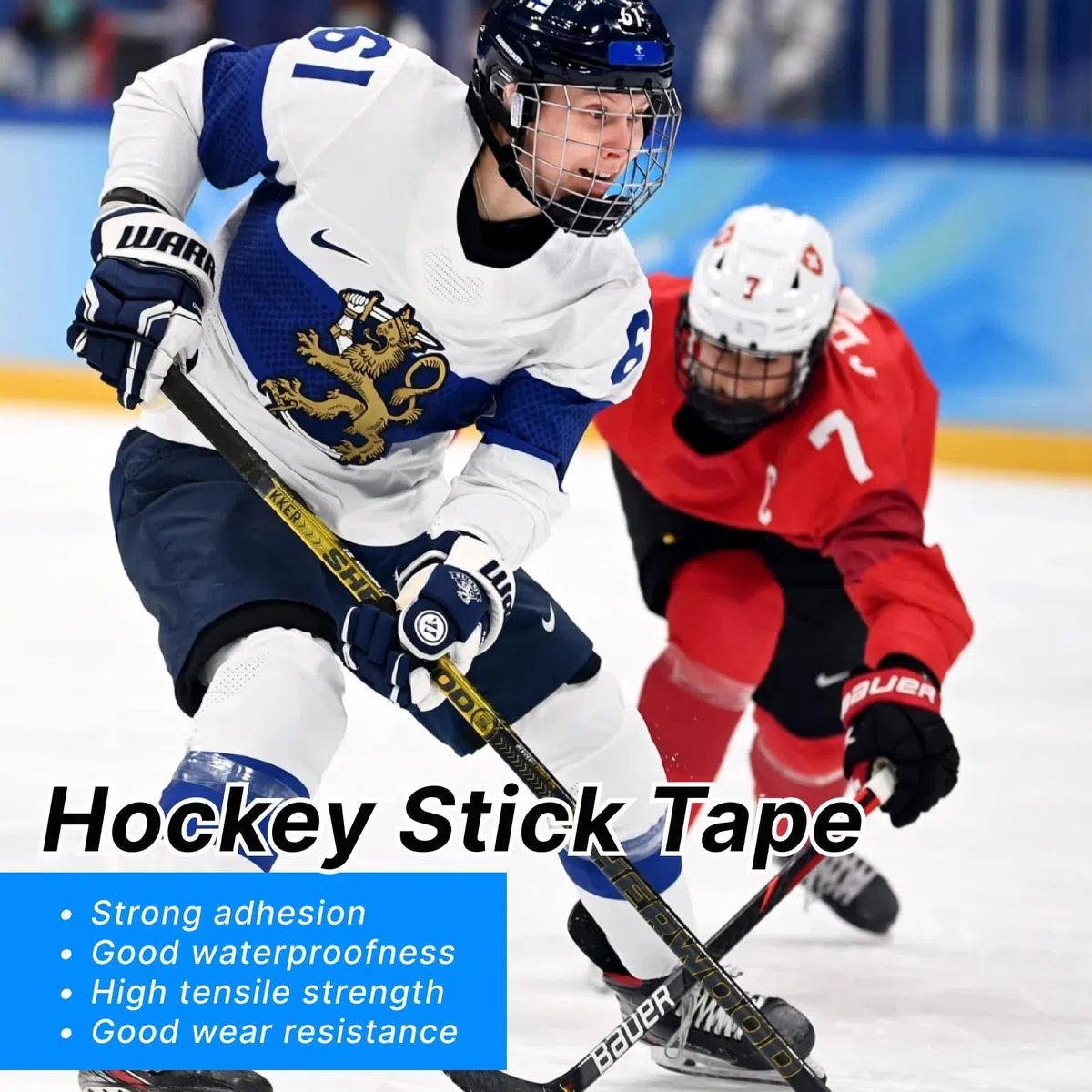 Nastro Adesivo Multisport per Hockey, Tennis e Altri Sport - Nastro di Presa Antiscivolo e Assorbente, Ideale per Bastoni e Racchette, Resistente all'Acqua, 25m x 2.5cm