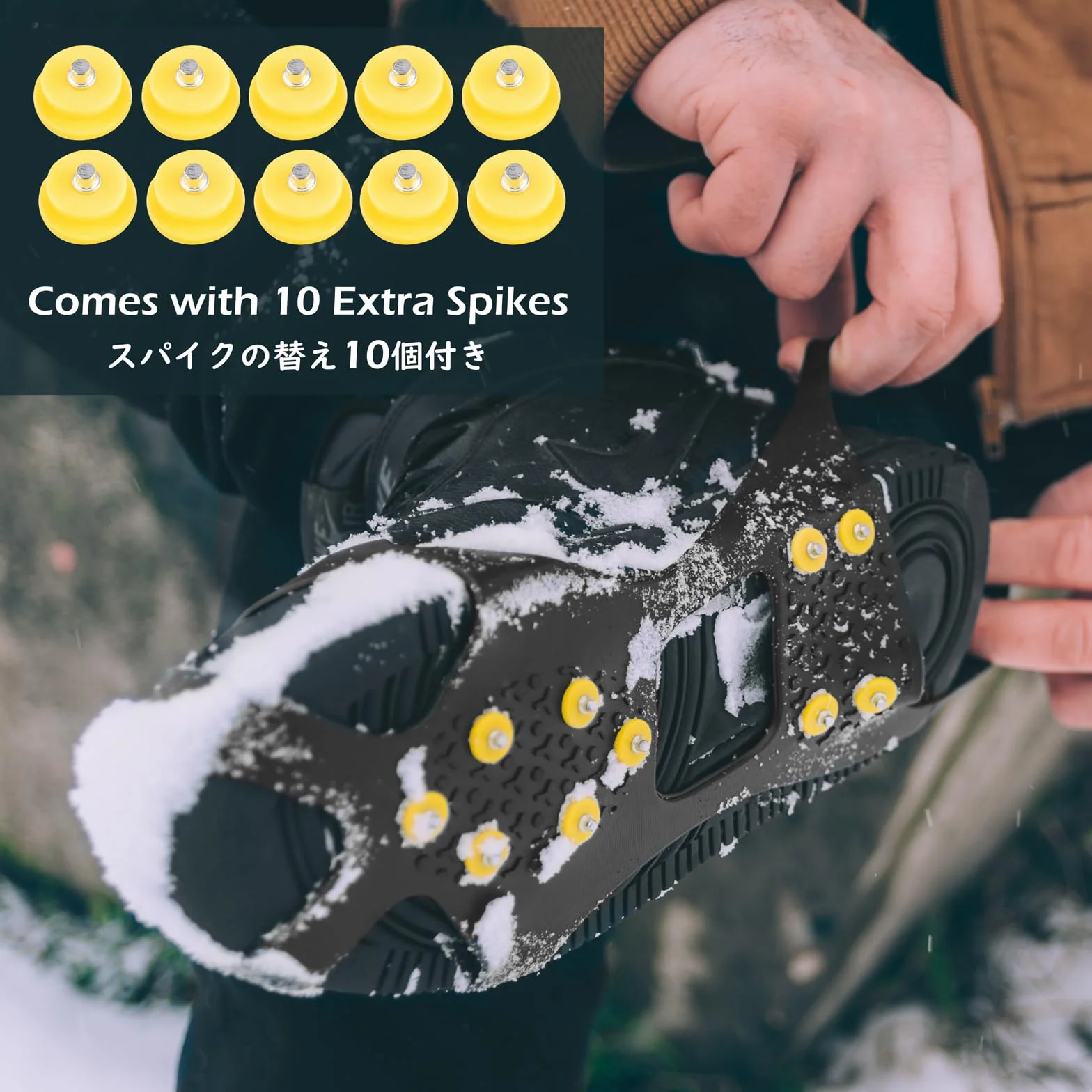 TRIWONDER Ramponcini da Neve e Ghiaccio Antiscivolo, 10/19 / 24 Denti Ramponi per Scarponi e Scarpe, per Trekking Alpionismo Esursioni Pesca, Uomo Donna e Bambino