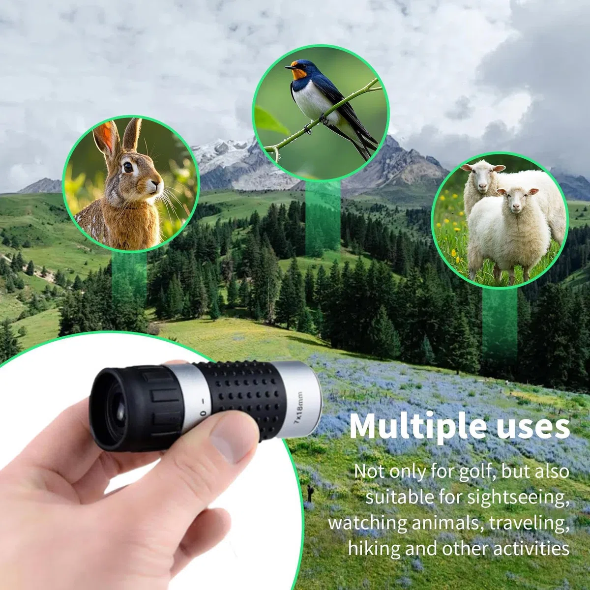 Telemetro Golf,Telemetro per Caccia con Elevato Ingrandimento | Ottica Compatta per Attività All Aperto Caccia Birdwatching