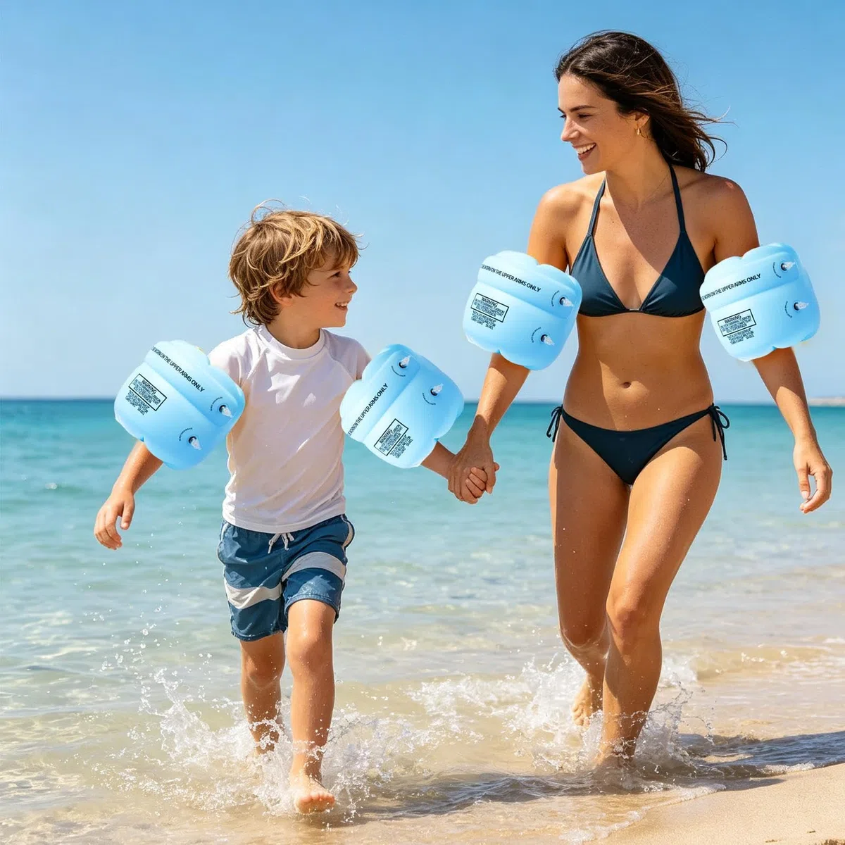 Aufblasbare Schwimmflügel - 25cm Schwimmärmel | PVC Wasser-Auftriebshilfe, 1 Paar Sicherheits-Schwimmflügel Mit Pumpe Für Kinder & Erwachsene, Tragbare Schwimmhilfe Für Pool Sommerferien Und
