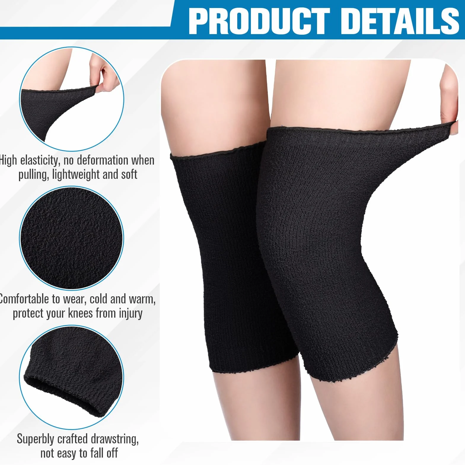 Geyoga Scalda Ginocchia Invernale Guaina Elastica per Ginocchia Cuscinetto Termico per Ginocchia Scalda Gambe Ginocchiere Antiscivolo Protezione per Ginocchia