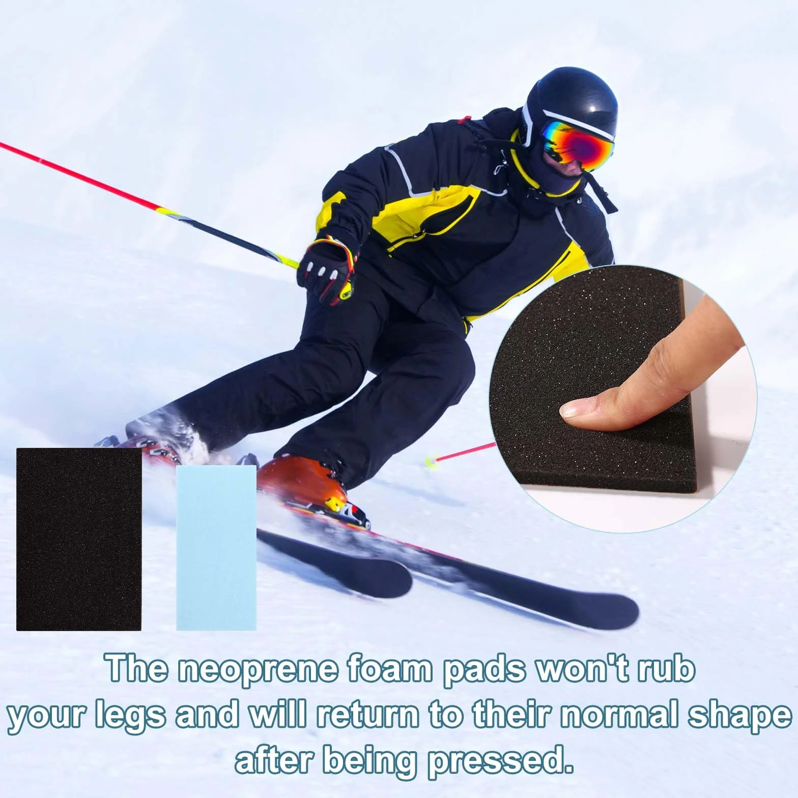 8 Pezzi Parastinchi da Sci, Adesivi Parastinchi Snowboard Inserti in Schiuma per Scarponi da Sci 2 Misure (18x12cm, 15,2x7,5cm) per Bambini Ragazzi Uomini e Donne