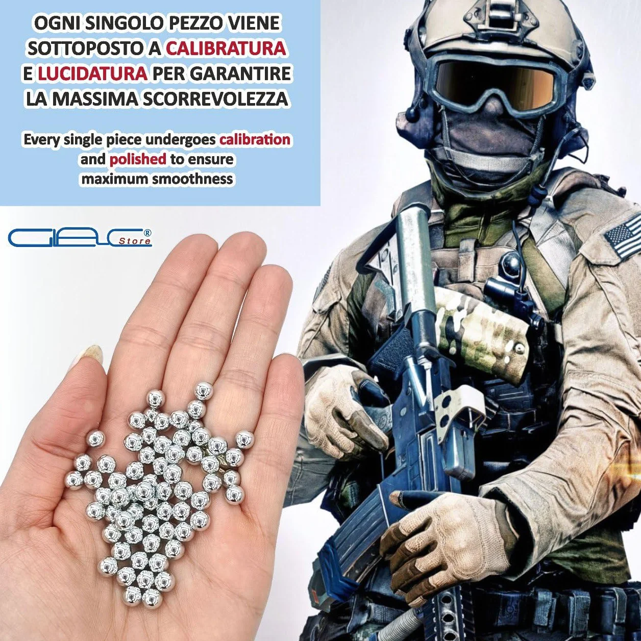 250 Pz Pallini in Acciaio Metallo da 6 mm per Softair Soft Air Pistole Fucili 0,80 Grammi Calibrati per Airsoft