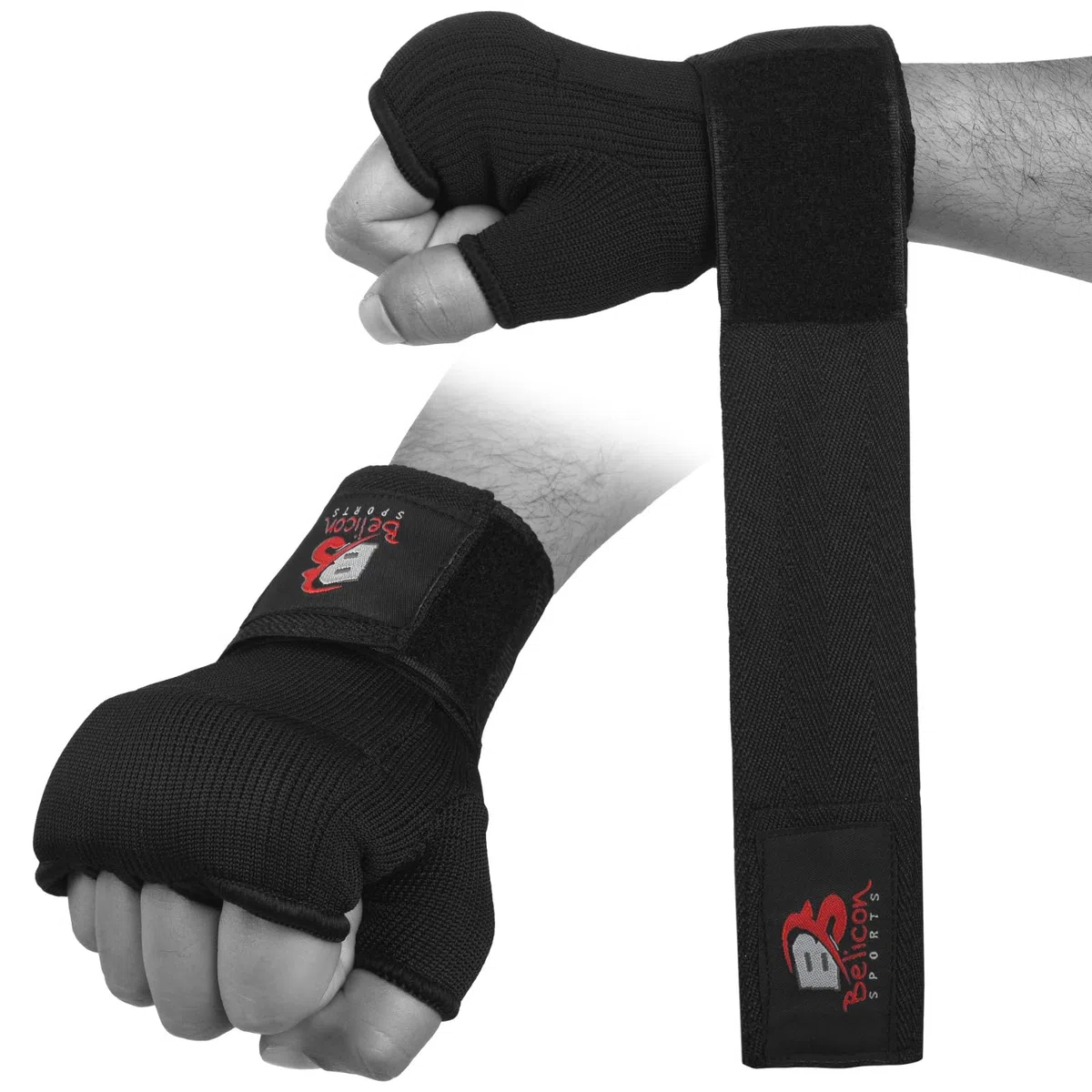 Fasce da Boxe Belicon Sports-Gel, Bendaggi Interni Elastici Lunghi, Protezione Imbottita per Polso e Pugno, per Allenamento Boxe, Muay Thai, Kickboxing, Arti Marziali, Uomo Donna