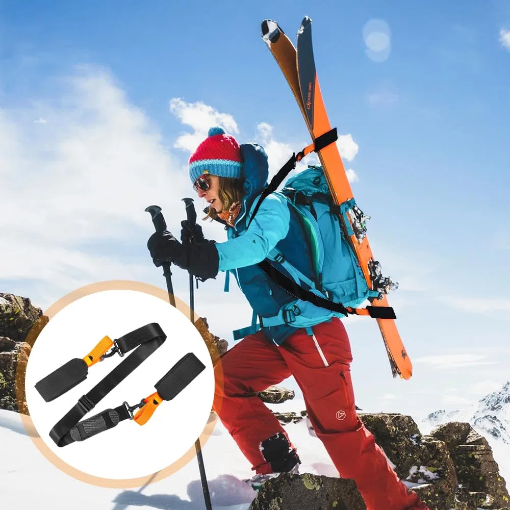 mizikuu Tracolla per Sci Portatile, Regolabile Cinghia da Sci e Portabastone Porta sci e Bastoncini da Spalla Nylon Ski Straps Accessori per Sci Snowboard Attività All'Aperto Invernali