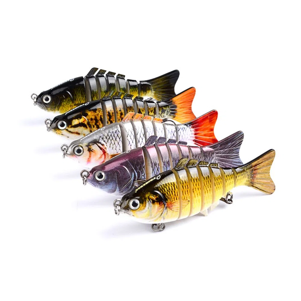 1 pc 10 cm 15.5g Realistico Multi-snodato 8-segmento Luccio Esca per Pesca Swimbait Crankbait Esca Dura,5 Colori Casuali