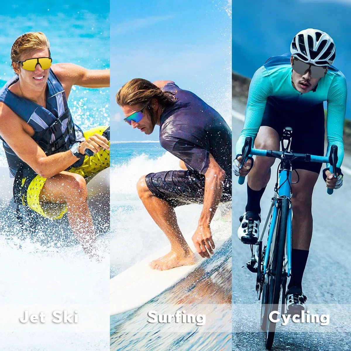 Occhiali da Sole Sportivi Polarizzati,TR90 Occhiali da Sole Ciclismo Con 3 Lenti,Protezione UV400 Occhiali Polarizzati Sole Sportivi,Occhiali MTB Bici da Uomo Donna,per All'aperto,Ciclismo,Corsa