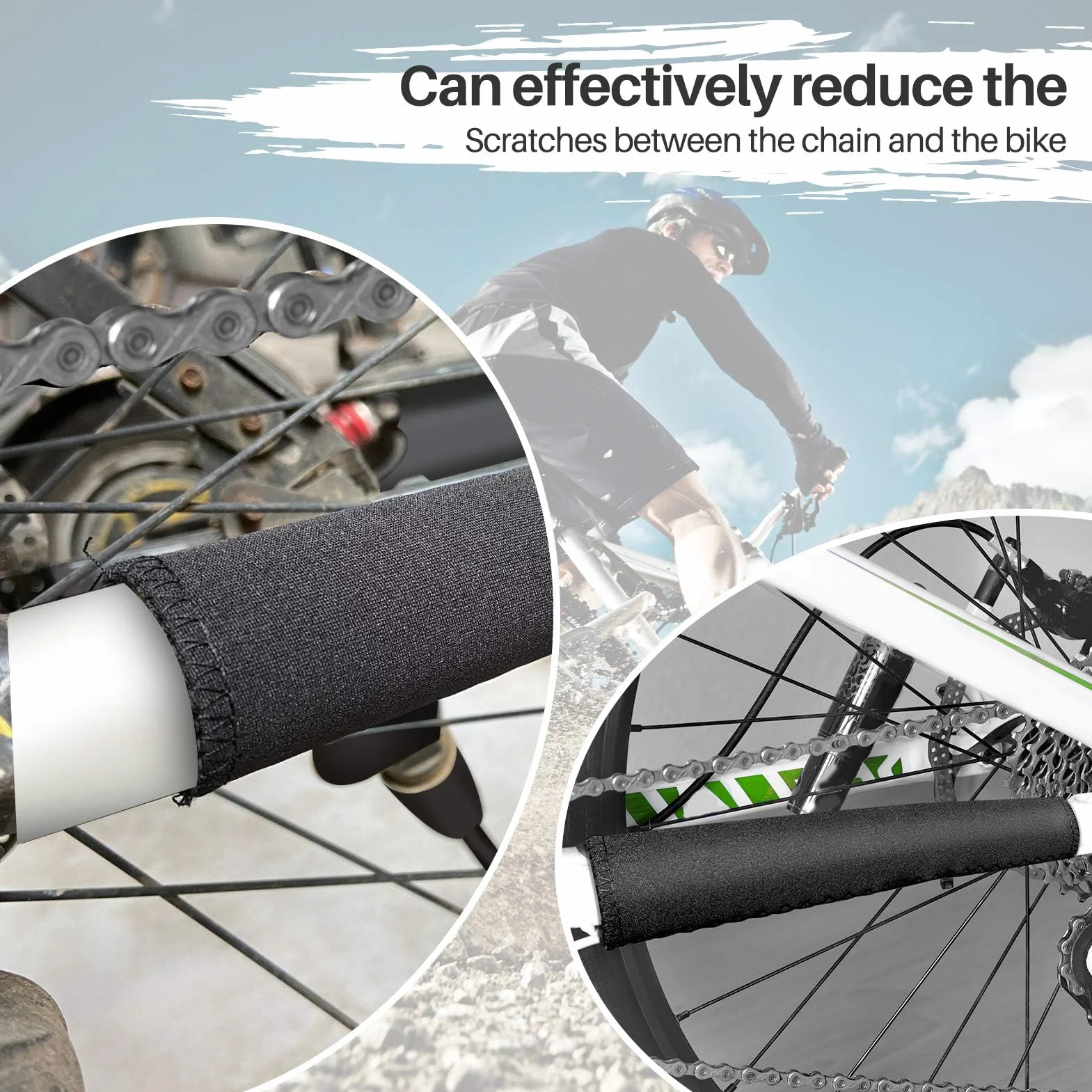 VABNEER 1 Paio Batticatena batti Catena Bici Bicicletta Protezione protettore Neoprene batticatena batti Catena Bicicletta Protezione protettore Nero