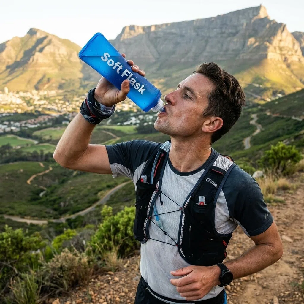 Bottiglia pieghevole – Confezione da 2 pezzi Soft Flask TPU BPA Free – Tanica acqua Trail Running flessibile in silicone – Bottiglia idratante per gilet corsa, escursionismo, ciclismo (blu