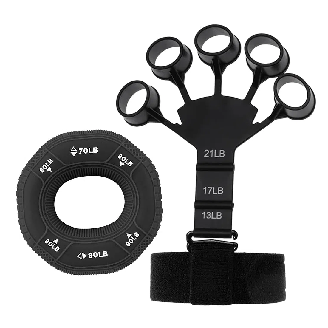 Set Allenamento Mano: Anello Grip + Strumento Allungamento Dita, Palle di esercizio della mano in Silicone, tiratore delle dita per Forza, Ripristino e Musica, con Fascia Regolabile