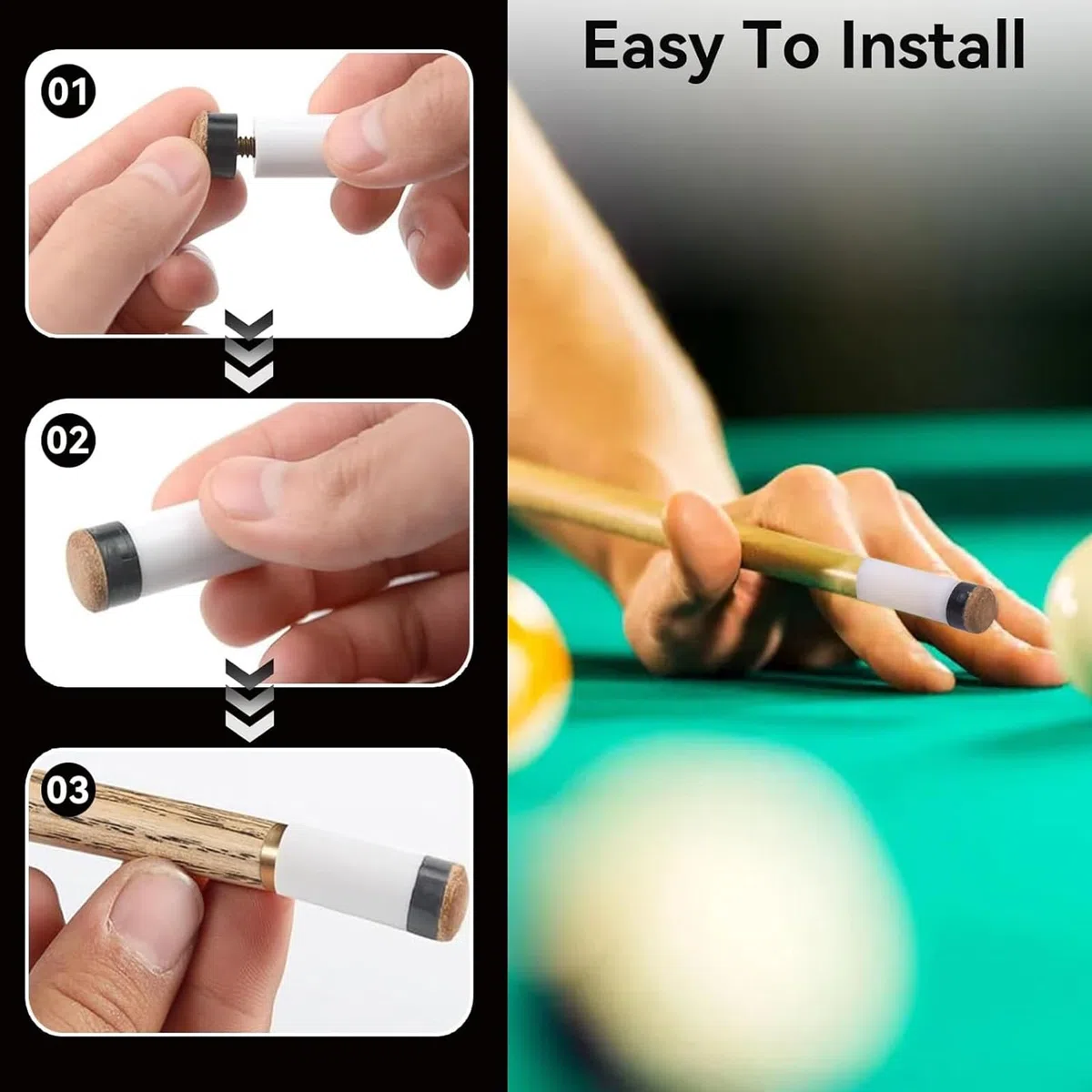 10 Set Puntali da Avvitare per Stecca da Biliardo 10mm, Puntali per Stecche da Biliardo Rigidi, con Ghiere in Plastica per Stecche da Biliardo di Ricambio Accessori Biliardo per Feste Club