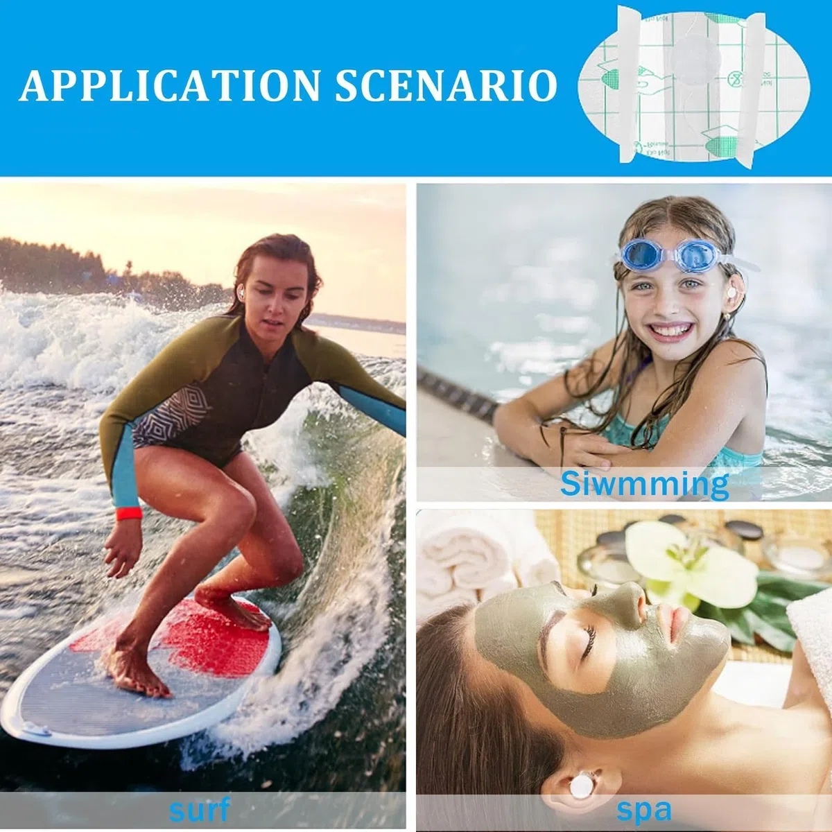 100 Protezioni Adesivi per Orecchie Impermeabili, Copri Orecchie per Doccia Bambini, Monouso Trasparenti, Non fa Male Alla Pelle, Nuoto, Surf, Protezione Neonati
