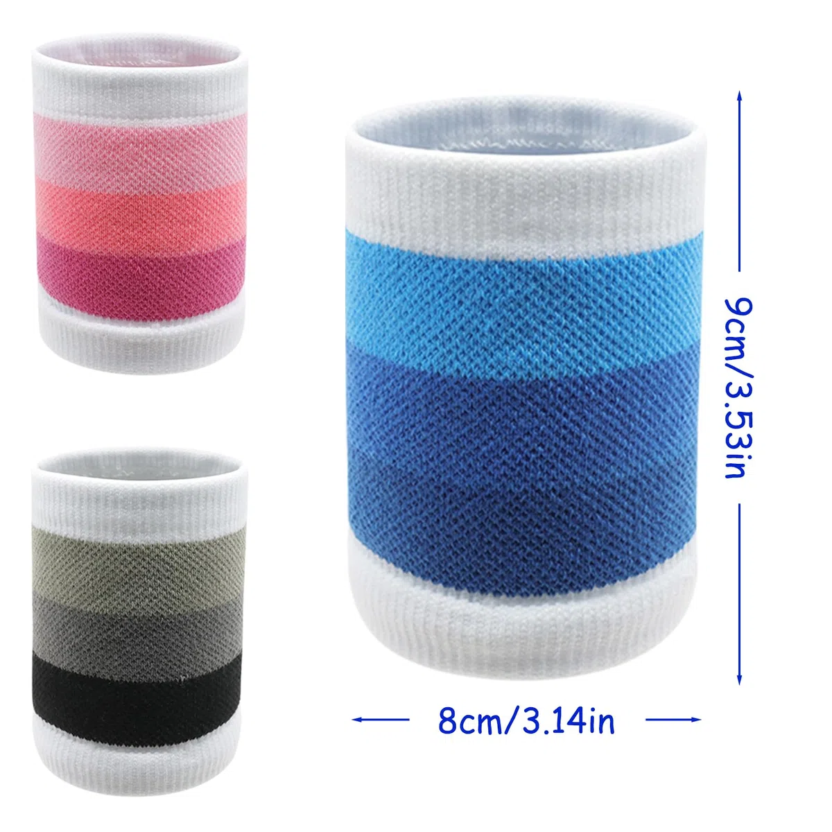2 Pack Polsino Sportivo, Polsino Sweatband Sportivo, Polsini Palestra da Donna e Uomo, Elastici, Fasce da Polso per Sport Morbido Cotone Addensato, per Basket Palestra Fitness Tennis