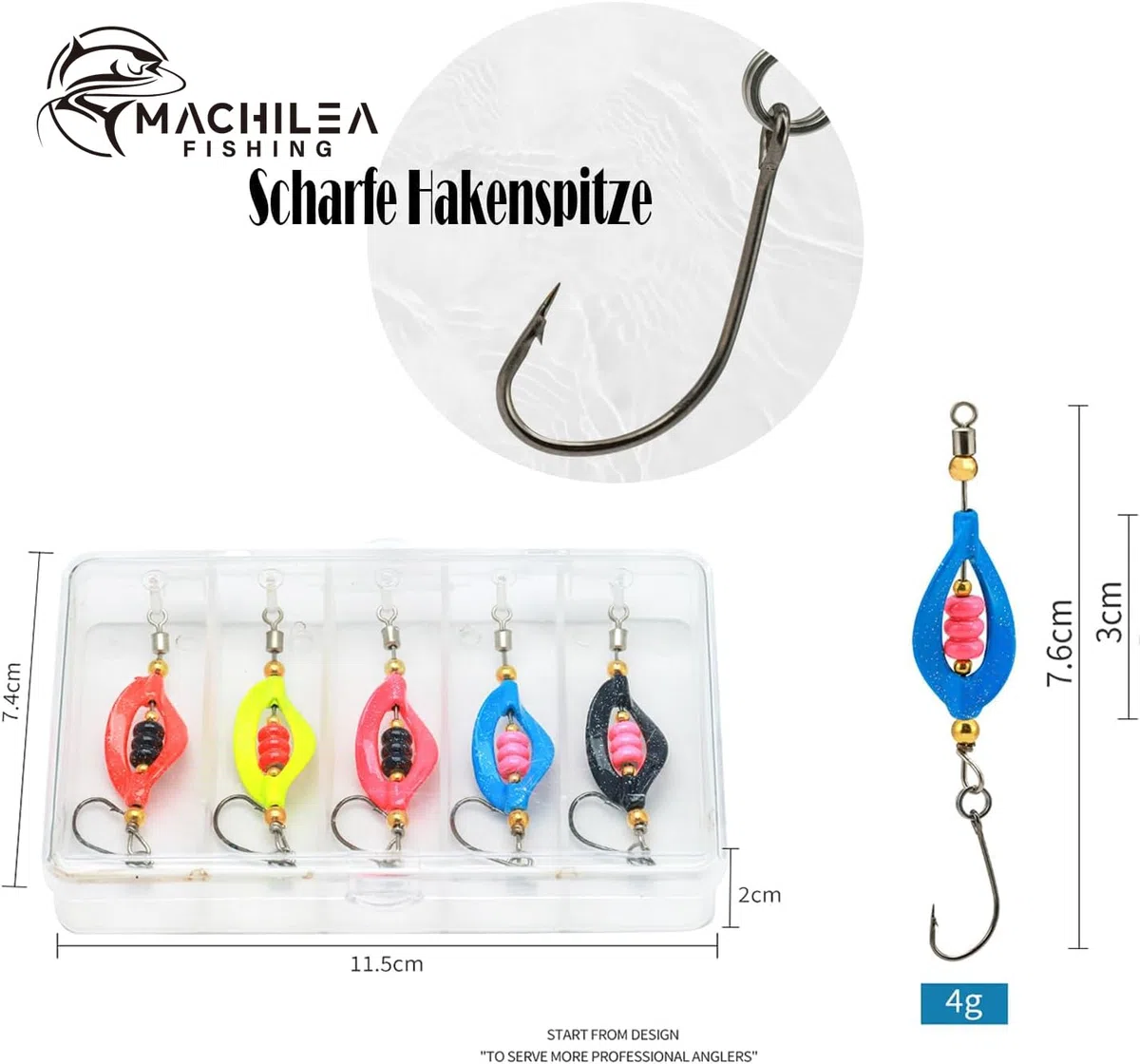 Twist Spoons, trota attiva e autoilluminante, 3 g, 4 g, Machilea 5 x Twister Spinner per trote, spoon in scatola, set di esche per trote, pesca alla trota