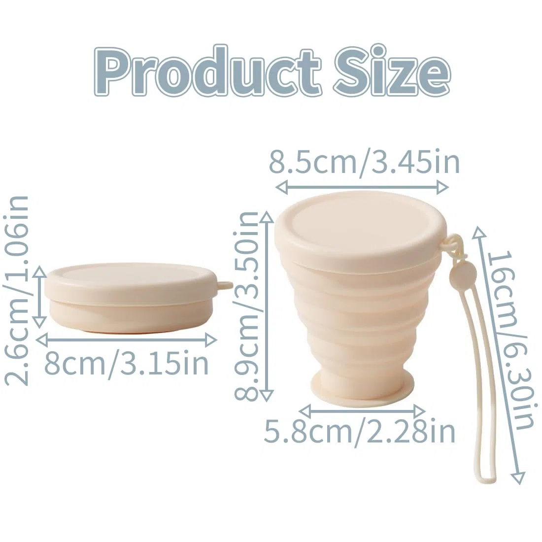 2 Pezzi Bicchiere Pieghevole da Viaggio, Bicchiere Pieghevole in Silicone, Adatto per Viaggi Picnic Sport Campeggio Ecc, 200ml
