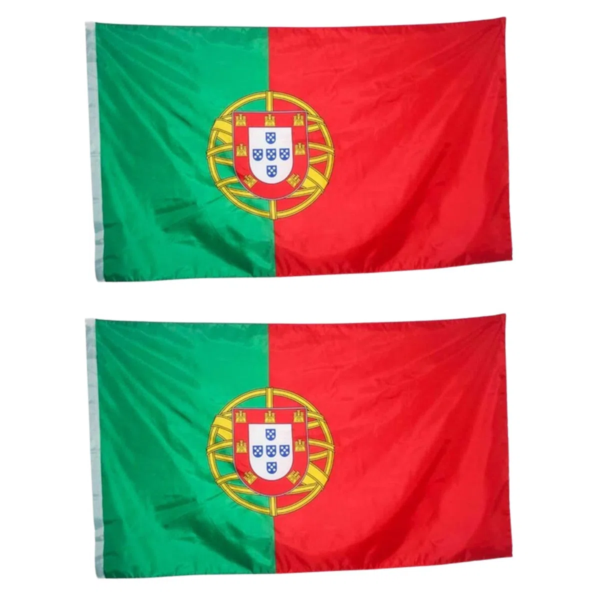 2 Pezzi Bandiera Portogallo, Bandiera Nazionale Portoghese, Misura 145X90cm, Tessuto Poliestere Con Passante Per L'Asta (Portugal)