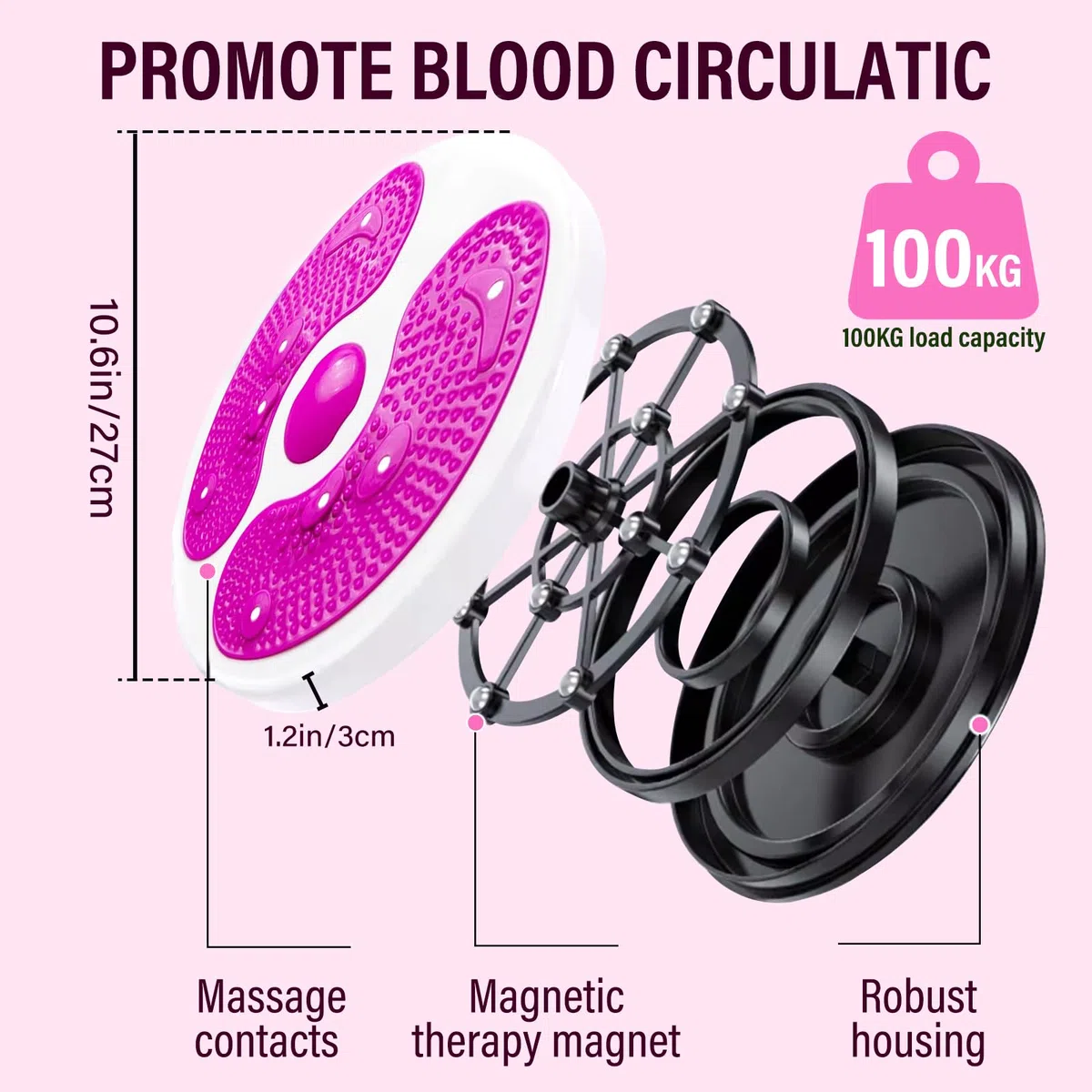 Twist Waist Disc Board, Disco Rotante Fitness con Fune di Trazione Breaking Limits Slimmy Pedana Rotante Dimagrante Multi-funzionale massaggio ai piedi magnetico Attrezzatura per il fitness