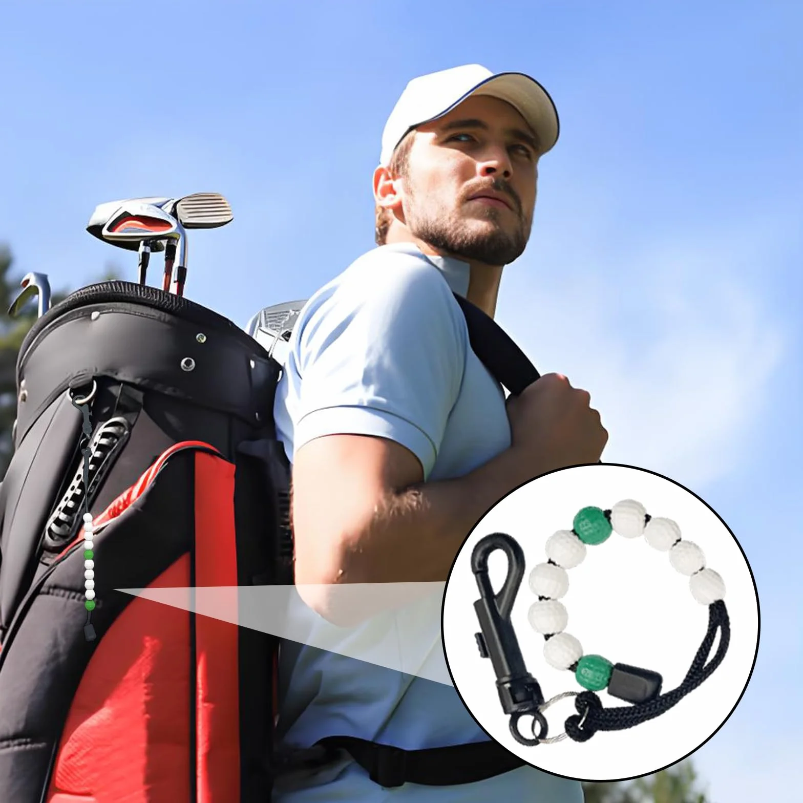 2 Pezzi Contatore di Colpi da Golf, Catena di Conteggio del Golf, Contatori per Perline da Golfista con Clip, per Sportivo All'aperto