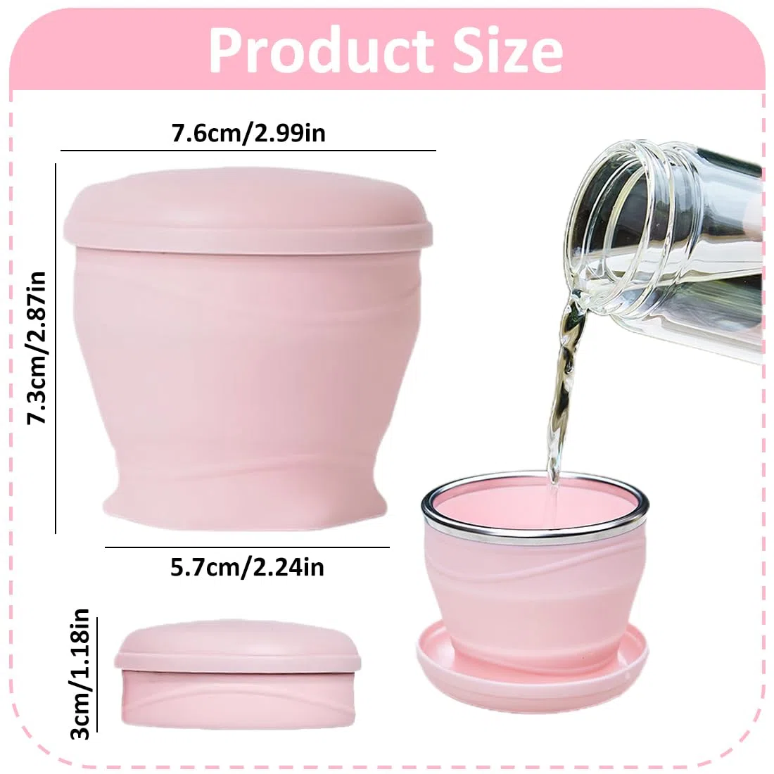 180 ml Tazza da campeggio pieghevole in silicone, 2 Pezzi, Bicchieri Richiudibili da Viaggio, con Coperchio, Ideale per Picnic, Campeggio, Escursionismo, Multicolore