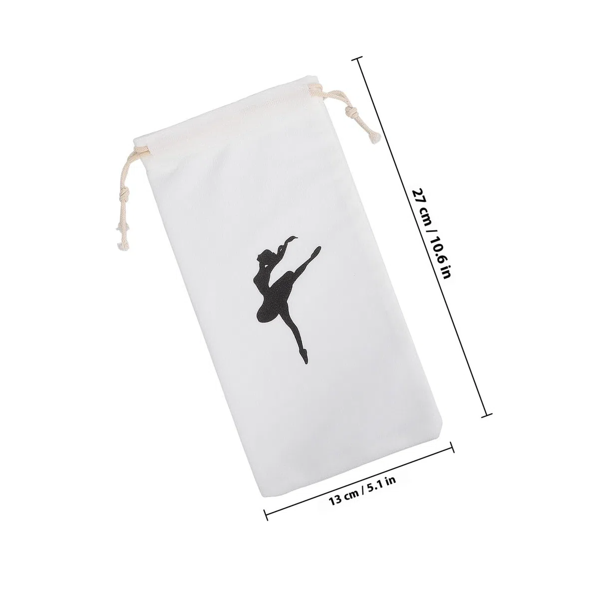 GARVALON Set 3 Sacchetti per Scarpette da Danza Coulisse Borsa Leggera in Cotone e Poliestere Bianco per Ballerine Accessori Pratici per Danza