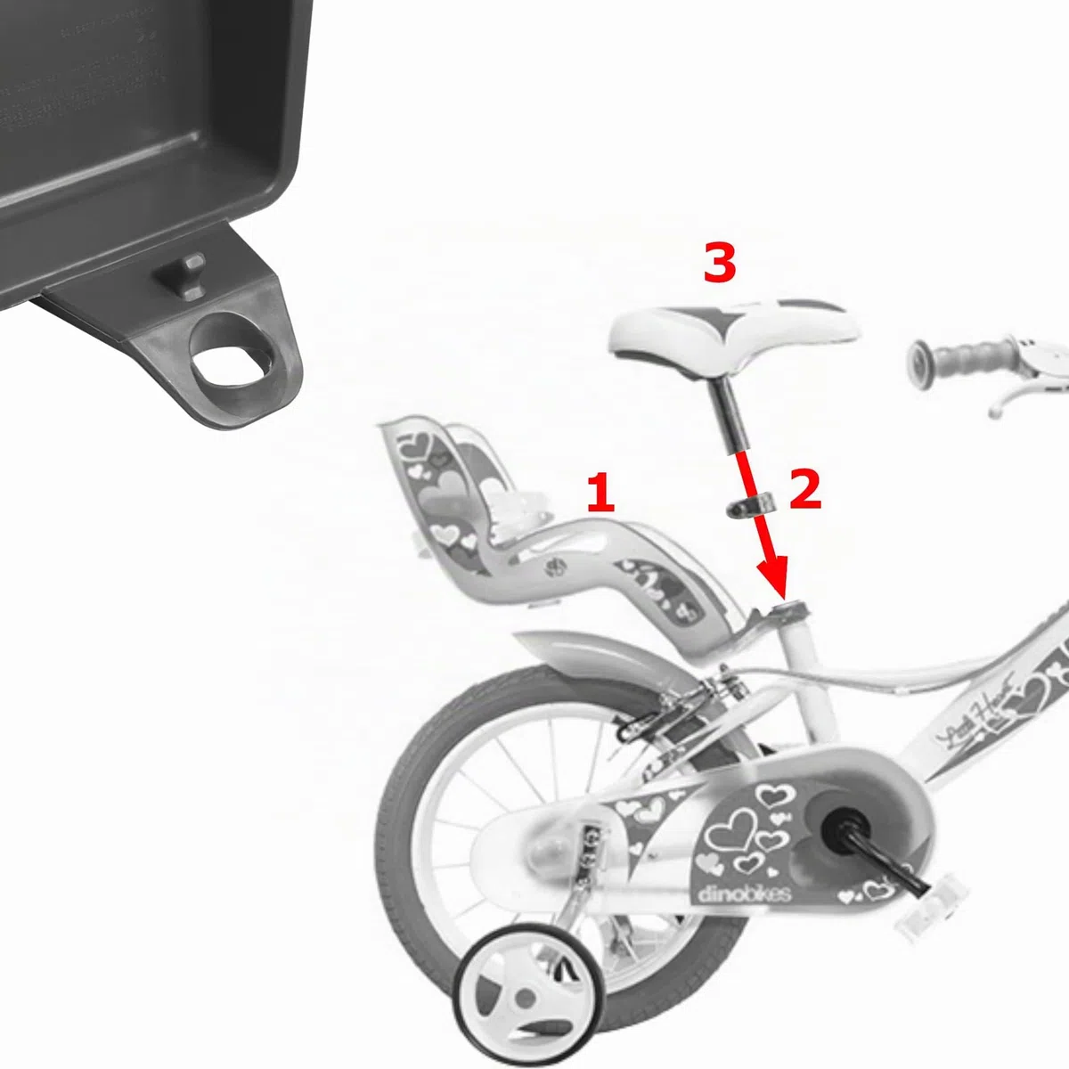 cyclingcolors Portabambola bici bambini omologato CE inserire sul telaio sotto sella, bianco