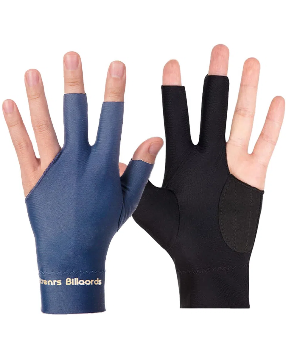 2pcs Guanti da Biliardo, Traspiranti, Snooker, a Tre Dita, Professionali, Elastici, Piscina