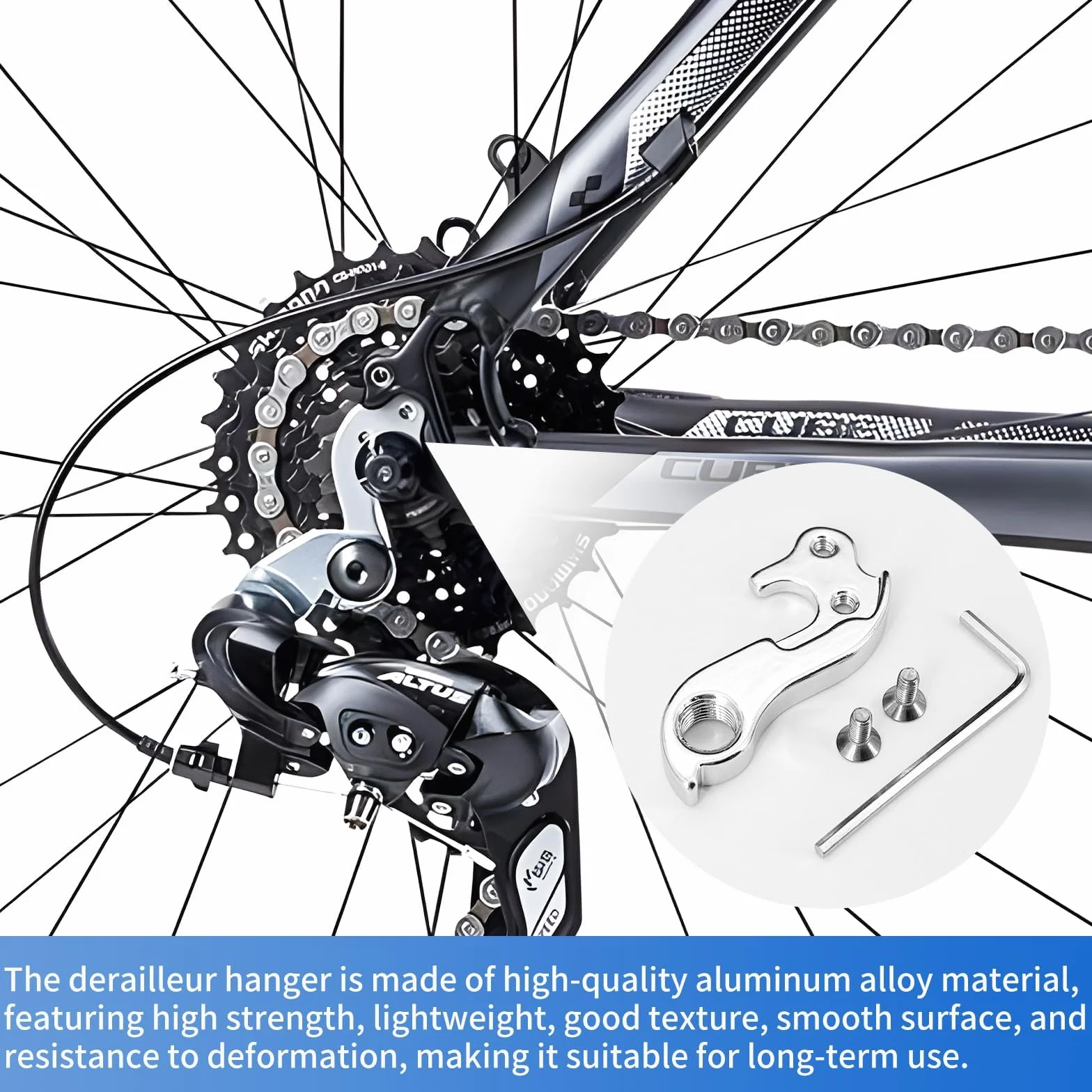 Occhio di cambio per bicicletta Cube GH-085 – Occhiello del cambio per bicicletta, gancio posteriore del cambio per biciclette, Derailleur Hanger, gancio del cambio per bicicletta con 2 viti M4