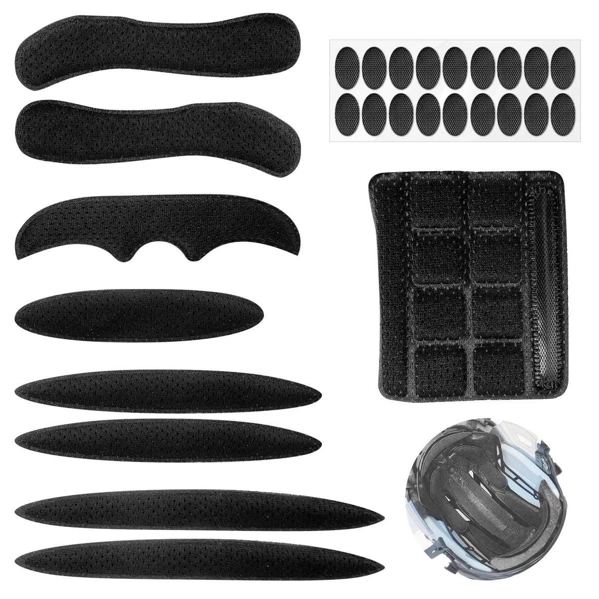 Set di cuscinetti di ricambio per casco da bicicletta, accessorio universale, per casco da bicicletta, imbottitura in schiuma con velcro, imbottitura interna per casco da bicicletta e da moto