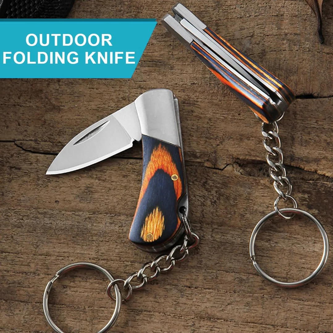 CPJJ Coltello Pieghevole con Lama in Acciaio Inox e Manico in Legno,Coltello da Caccia Pieghevole,Coltello da Sopravvivenza,Coltello da Sopravvivenza all'aperto,Regalo per Uomini